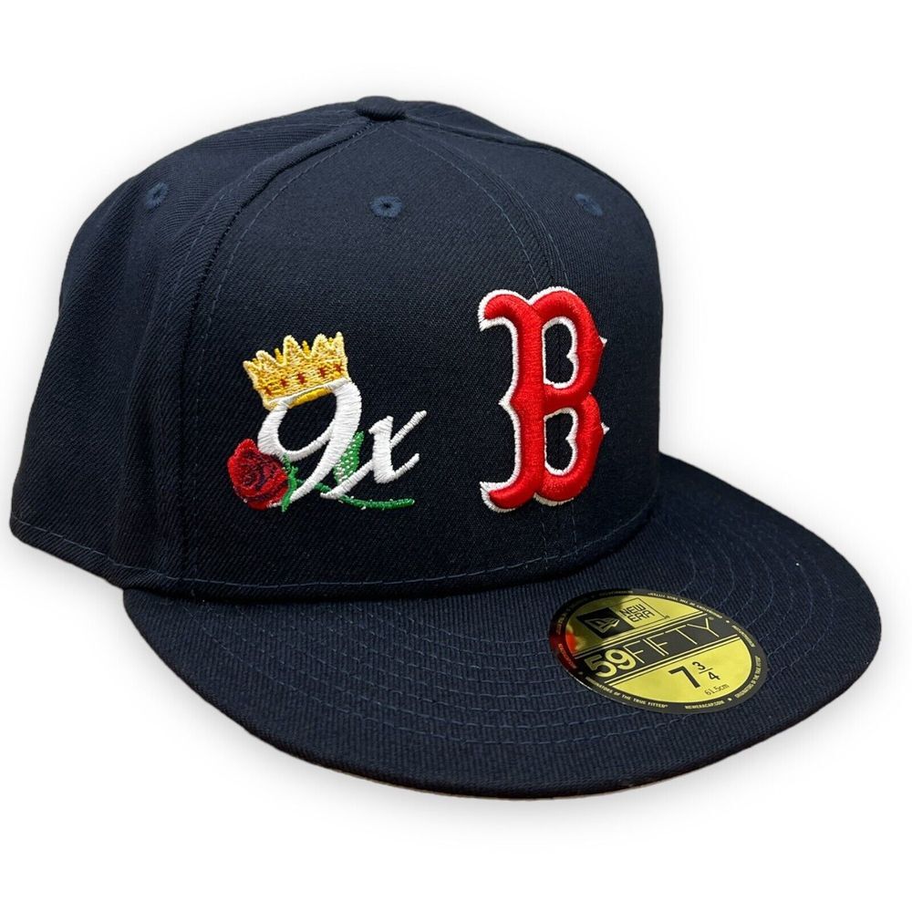 Boston Red Sox Hat Fitted Adult 7 3/4 Navy Crown 9X Champs MLB New Era 59FIFTY